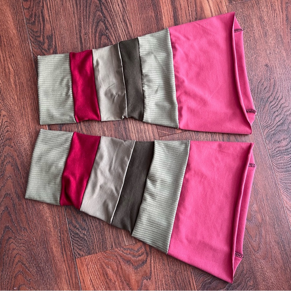 Leg Warmers- muted Colorblock Sage and rose - Picture 6 of 13